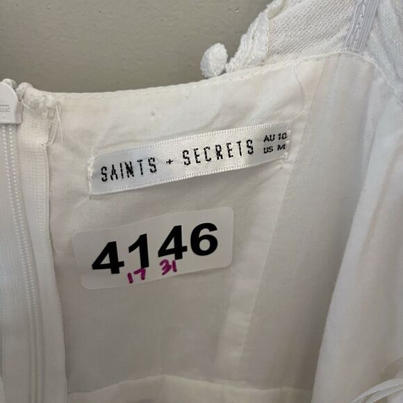 Saints & Secrets White Ruffle Mini Dress Medium Women’s Layered Bubble Party - Picture 7 of 12